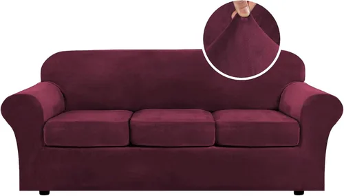 Vista 121 de H.VERSAILTEX - Funda elástica para sofá de 2 piezas, funda protectora de terciopelo, suave, con parte inferior elástica, con un ancho de hasta 49