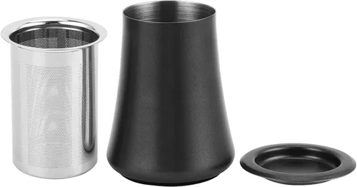 Vista 7 de Tamiz de café de acero inoxidable, tamiz de tamiz de café en polvo, contenedor de filtro de café en frío, accesorios para hacer café (negro)