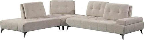 Vista 4 de Betsy Furniture Cómodo sofá seccional en forma de L de microfibra de 128 pulgadas, respaldos ajustables, 9073 (gris claro, sillón izquierdo)
