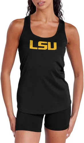 Vista 384 de Camiseta deportiva sin mangas oficial de NCAA Collegiate para mujer, con espalda cruzada, colección con logotipo primario