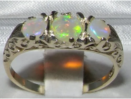 Vista 2 de Anillo de plata de ley 925 con ópalo auténtico para mujer