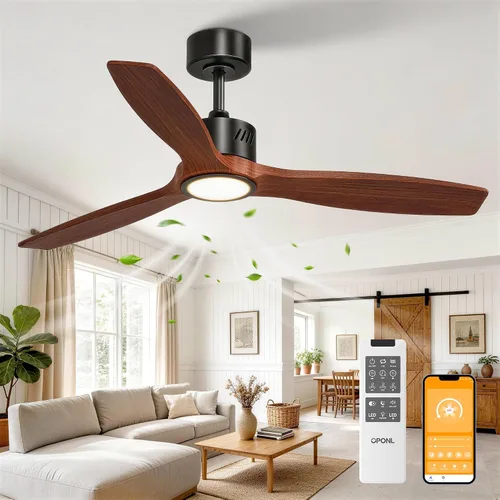 Vista 24 de OPONL Ventilador de techo de 52 pulgadas con luz y control remoto Negro