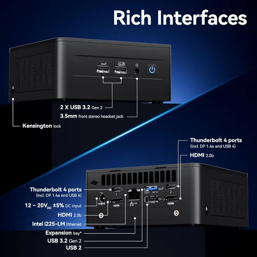 Vista 4 de Intel NUC 12 Pro, para ASUS NUC12 Pro Wall Street Canyon Mini PC, 16 GB de RAM, SSD de 512 GB, CPU Intel Core i7-1260P