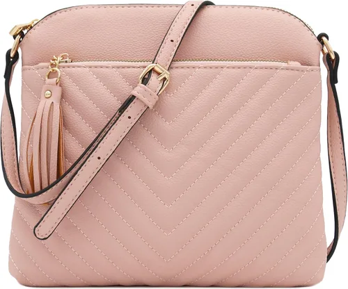 Vista 21 de Bolsa cruzada FashionPuzzle de tamaño medio con acolchado de espiga y borla Negro