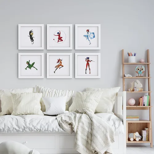 Vista 2 de Trends International Gallery Pops Miraculous: Tales of Ladybug & Cat Noir - Paquete de arte de pared de personajes (paquete de 6) póster de pared