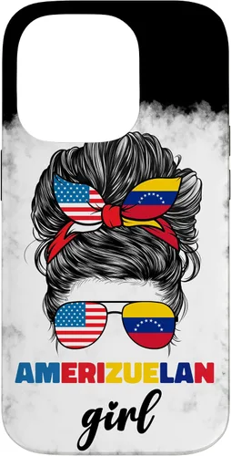 Vista 17 de iPhone 16 Half American And Venezuelan USA Venezuela Flag Girl Funda para mujer