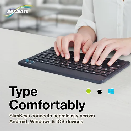 Vista 3 de BoxWave Teclado compatible con Chuwi Hi10 Air - Teclado Bluetooth SlimKeys, delgado portátil con teclas estilo chiclet, negro azabache