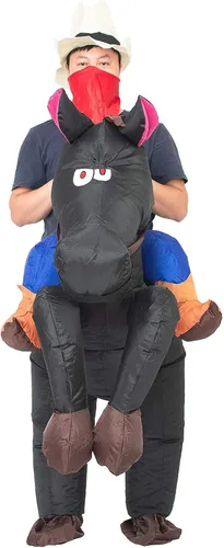 Vista 4 de JYZCOS Disfraz inflable de vaquero para adultos, vestido elegante de jinete de caballo occidental para hombres y mujeres, traje de fiesta