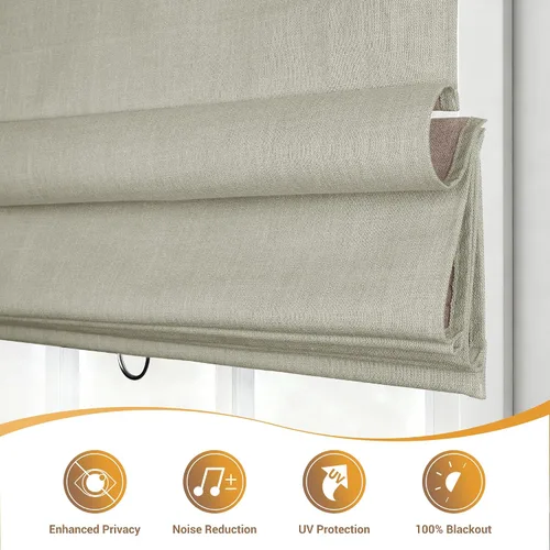 Vista 3 de Boolegon Persianas Romanas Inalámbricas Sin Taladro para Ventanas, Persianas Romanas Opacas Sin Deshilachado Sin Herramientas, Fácil Instalación