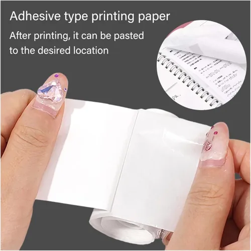 Vista 4 de Thermal Sticker Paper Roll, Thermal Printer Paper White Self-Adhesive 5-50 PCS(50PCS White Sticky)