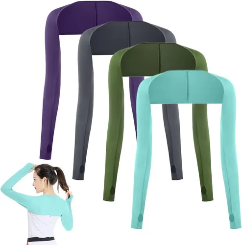 Vista 20 de Katutude 4 piezas de chal refrescante para mujer, manga de protección solar, transpirable, anti rayos UV, con agujeros para los dedos, para golf