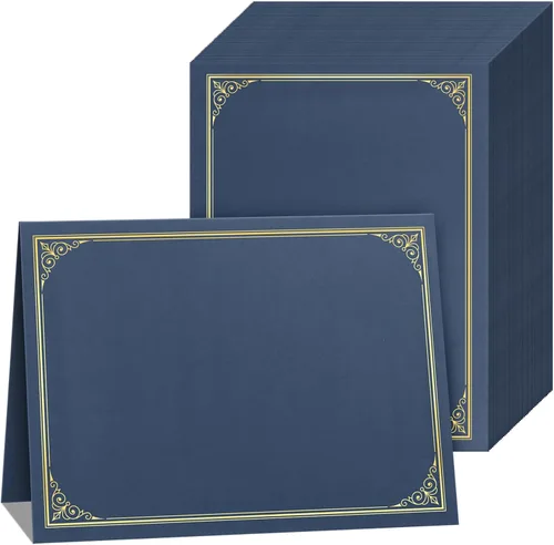 Vista 12 de SUNEE 10 paquetes de soportes para certificados negros, 250gsm, para certificados de premio de 8.5x11, cubiertas de certificados con borde de lámina