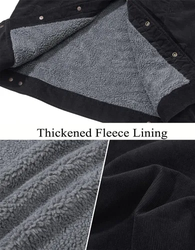 Vista 6 de TACVASEN Men's Corduroy Jacket Fleece Sherpa Lined Winter Coats Warm Thick Cotton Casual Trucker Cargo Jacket