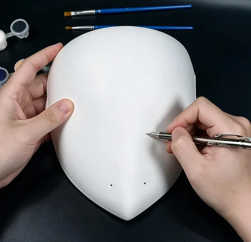Vista 4 de Paquete de 5 y 10 máscaras de cosplay de bricolaje de plástico blanco blanco máscara de cara completa pintable de anime artesanal máscara de disfraz