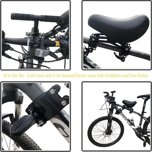 Vista 4 de Asientos de bicicleta montados en la parte delantera para niños Manillares de los niños Juego de pedales de bicicleta de montaña Asiento para niños
