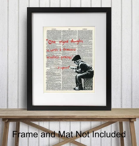 Vista 2 de Banksy - Póster de arte motivacional de diccionario inspirador, arte de pared de graffiti reciclado, decoración elegante para el hogar, dormitorio
