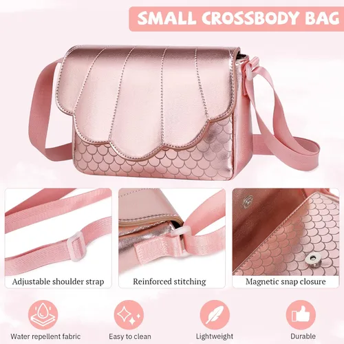 Vista 5 de Lanola Regalos para niñas pequeñas, lindo bolso cruzado de hombro con conchas marinas