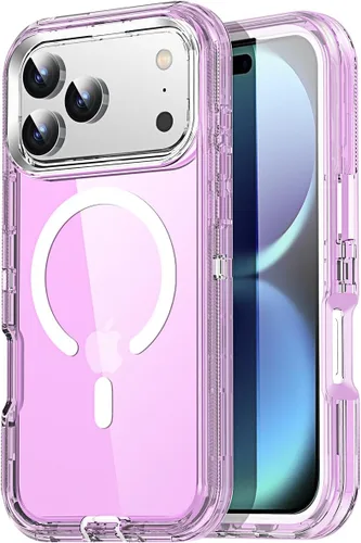 Vista 32 de AICase Funda transparente para iPhone 15 Pro Max, compatible con MagSafe 3 en 1, resistente protección contra caídas, cuerpo completo, a prueba