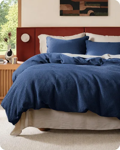 Vista 13 de Bedsure Funda de edredón de 100% algodón tamaño individual, tejido gofre, color blanco coco, GentleSoft y transpirable, juego de cama para regalo, 2