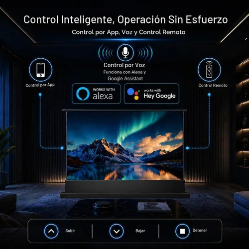Vista 5 de IN&VI - Proyector motorizado ALR de 100 pulgadas con pantalla de proyector de suelo y proyector de tiro largo