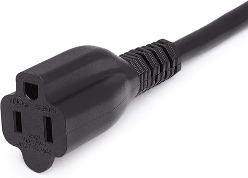 Vista 3 de Amazon Basics - Cable de extensión de 3 pies, extensor de toma de 3 clavijas, cable de extensión para interiores, 13 amperios, 125V, color negro