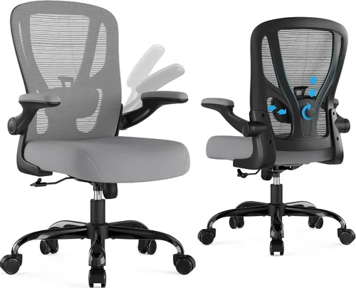Vista 15 de Silla de oficina ergonómica de escritorio, silla de computadora de malla, silla de trabajo transpirable con ruedas, soporte lumbar ajustable, sillas