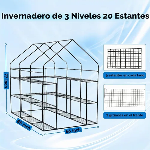 Vista 6 de SUNGIFT - Invernadero para exteriores, blanco, 56 x 85 x 77 pulgadas