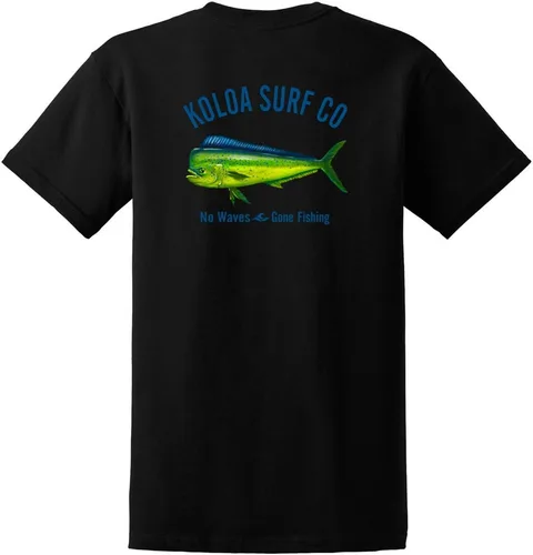Vista 26 de Koloa Surf - Camisetas de algodón pesado para hombre, tallas grandes y altas Azul acuático/negro buscando diseño de ondas