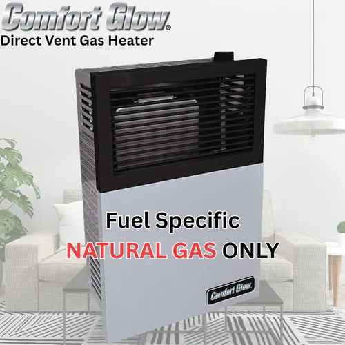 Vista 2 de Comfort Glow Calentador de pared de gas natural de ventilación directa de 11,000 BTU, gris, mediano