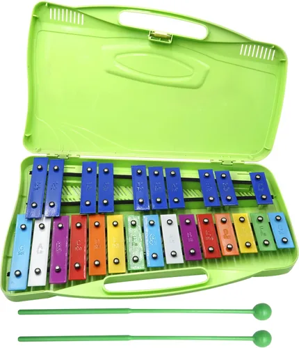 Vista 12 de Soulmate Xilófono Glockenspiel de 25 notas para niños, juguete musical colorido con teclas de metal, instrumento xilófono profesional con estuche