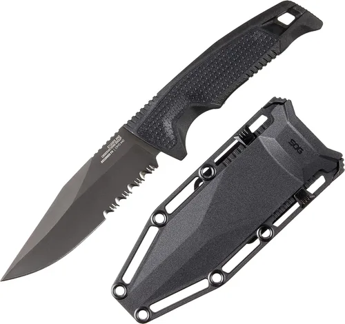 Vista 2 de SOG Recondo FX Partially Serrated Fixed-Blade Tactical Duty Knife Full-Tang CRYO 440C Stainless Steel Blade Rubberized Grip