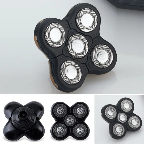 Vista 3 de Cabezas de repuesto para afeitadoras eléctricas para hombre, 5 en 1, reemplazable, alternativa, flotante, lavable, cabeza recortadora de cuchillas