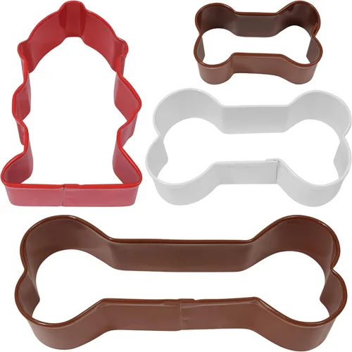 Vista 4 de R&M International Cortadores de galletas de hueso de perro, huesos surtidos e hidrante de fuego, juego de 4 piezas