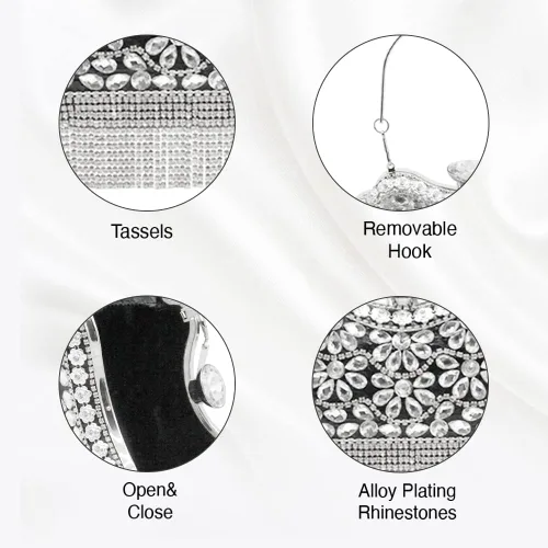 Vista 4 de Olixi Lip Shape Clutch Purse for Women Evening Bag Glitter Luxury Purse Fashion Tassel Handbag for Wedding Party Prom