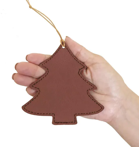 Vista 2 de LaserGram Personalized Christmas Ornament, World's Greatest Husband, Faux Leather, Custom Laser Engraved Gift Idea (Tree Shape, Dark Brown)