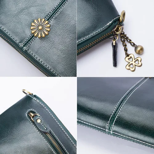 Vista 4 de BISON DENIM Cartera de cuero con diseño de girasol para mujer