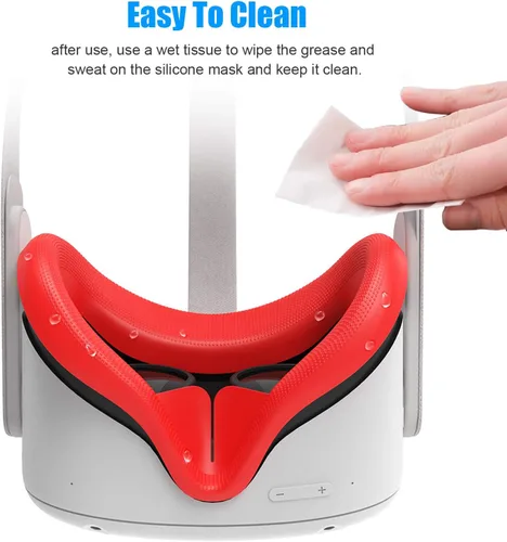 Vista 5 de AMVR - Funda facial para Quest 2 máscara facial de silicona a prueba de sudor y cojín facial para auriculares Quest 2 VR lavable ligera antifugas