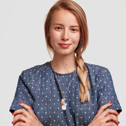 Vista 10 de Collar con colgante de árbol de la vida de 7 chakras naturales de cristal curativo de reiki, joyería para mujer para buena suerte, meditación