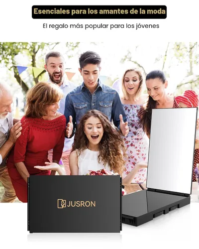 Vista 8 de JUSRON Espejo para Cortarse el Cabello Uno Mismo con Ángulo de Visión de 360°, Vidrio HD Transparente Antivaho, Recargable por USB, Fácil de Usar
