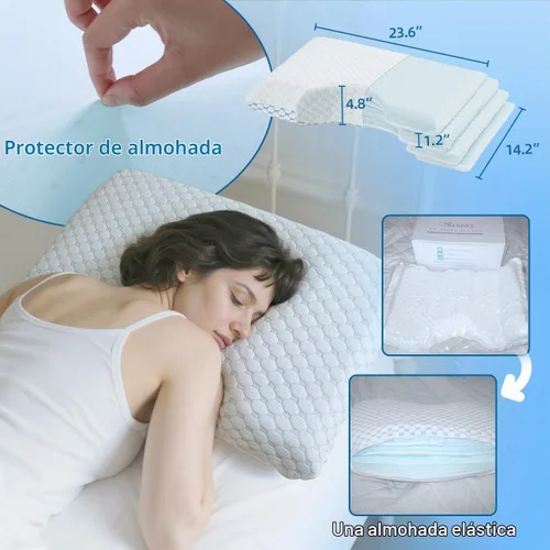 Vista 6 de USlixury Almohadas para dormir de lado para adultos, almohada curvada