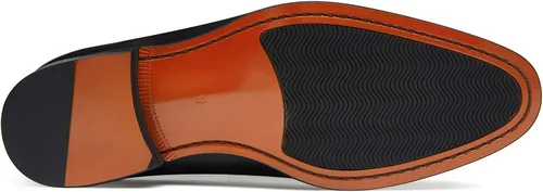 Vista 6 de FRASOICUS Zapatos de vestir para hombre, de cuero genuino, correa de monje, zapatos formales con punta de ala, mocasín sin cordones