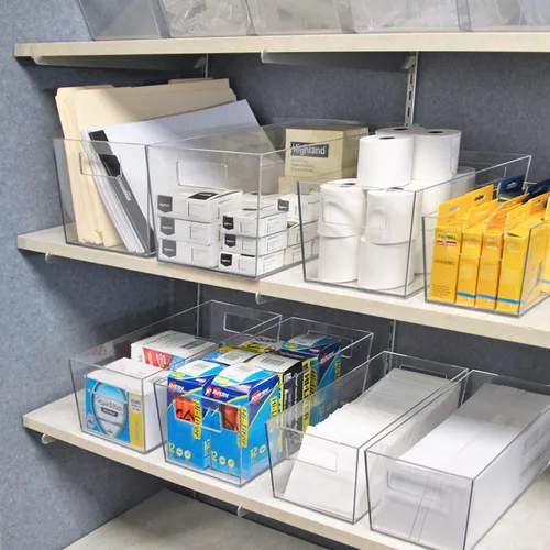 Vista 6 de Azar Displays 556237 - Organizador grande de plástico transparente con asa, almacenamiento de despensa, organizador de cocina y refrigerador