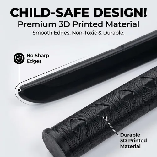 Vista 4 de 2 espadas samurai retráctiles impresas en 3D, accesorio telescópico inspirado en Katana de plástico, espada falsa extensible por gravedad (dorado)