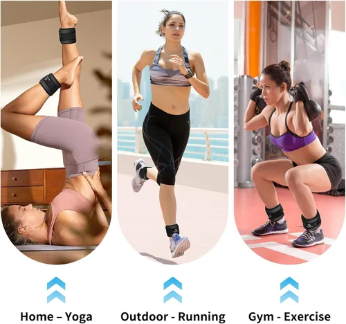 Vista 2 de ELEAMY Pesas de tobillo para mujeres y hombres, pares de 0.5 libras, 1 libra, 2 libras, 3 libras, para caminar, correr, yoga, fitness, tela de seda