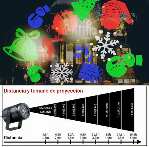Vista 5 de Luces de proyector de Navidad, interior/exterior, 12 patrones, proyector LED de copo de nieve, decoraciones de Navidad para fiestas de Navidad