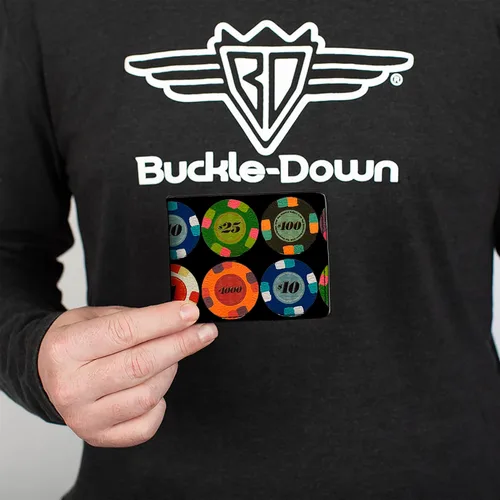 Vista 3 de Buckle-Down Billetera plegable de PU para hombre, fichas de póquer 1, multicolor, 4.0" x 3.5", Varios