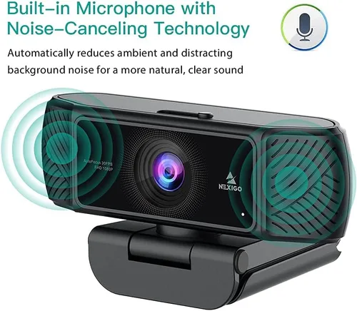 Vista 3 de NexiGo Kits de cámara web de enfoque automático 1080P, cámara web USB N680 FHD con control de software y cubierta de privacidad, iluminación