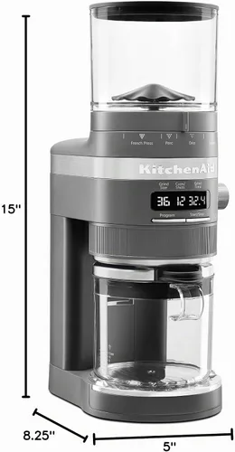 Vista 8 de KitchenAid Molinillo de café de rebabas, KCG8433, gris carbón