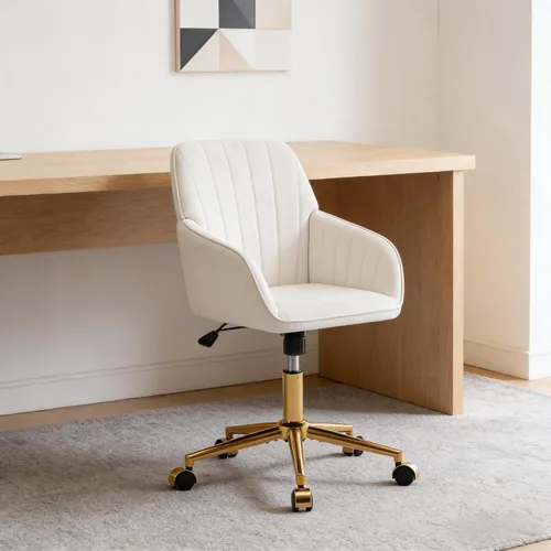 Vista 25 de Silla de escritorio de oficina en casa, cómoda silla de computadora de terciopelo con asiento de respaldo, 300 libras de altura ajustable ergonómica