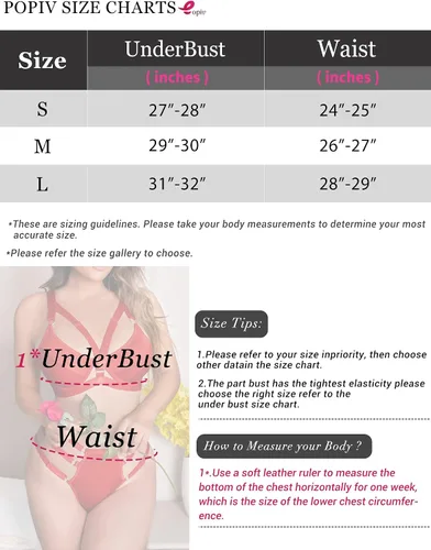 Vista 6 de popiv Conjunto de lencería exótica con tiras para mujer, conjunto de brasier y braga